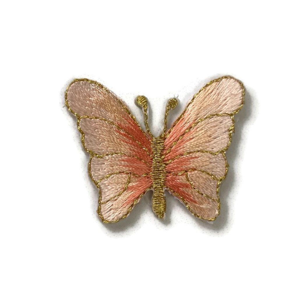 Small Peach Butterfly Embroidered Patch